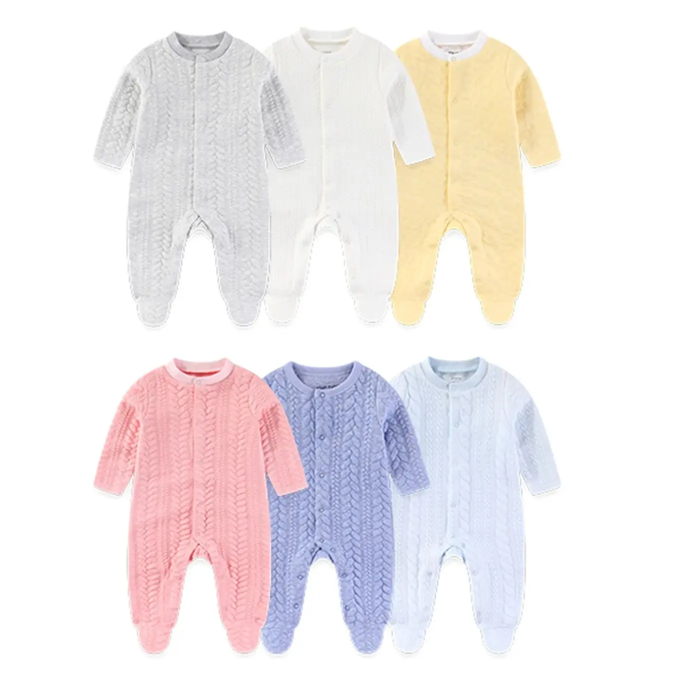Solid Color Winter Baby Unisex Jumpsuits Warm Newborn Boy Girl Footed Rompers Infant Outfit